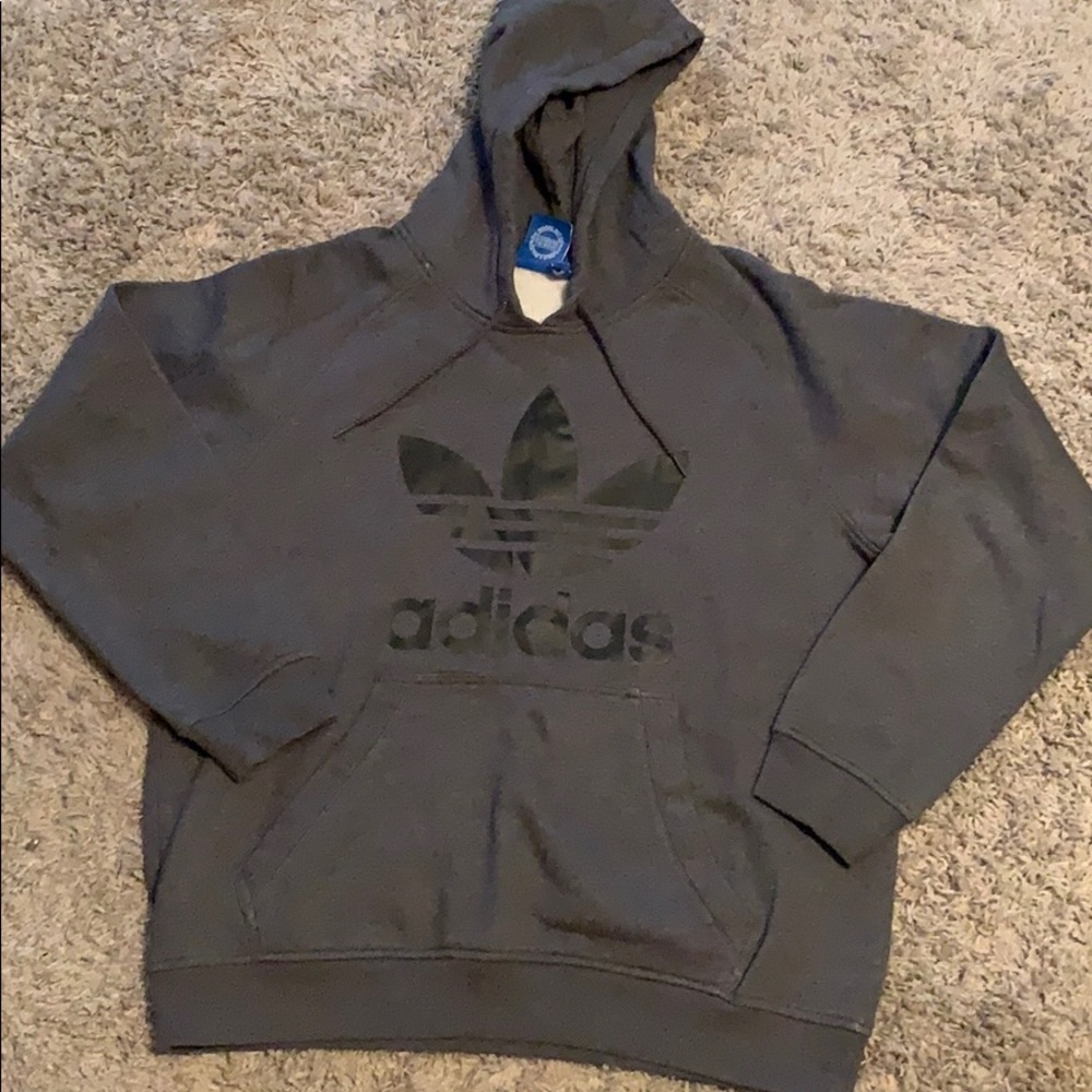 Men’s Adidas Grey Trefoil Hoodie Size L